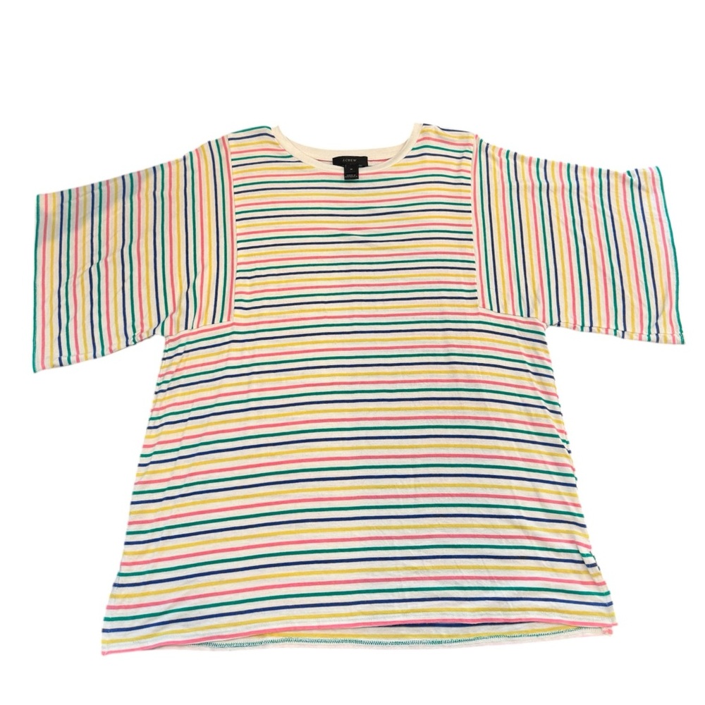 J.Crew Rainbow Stripe Flutter Sleeve Tee Women’s Medium